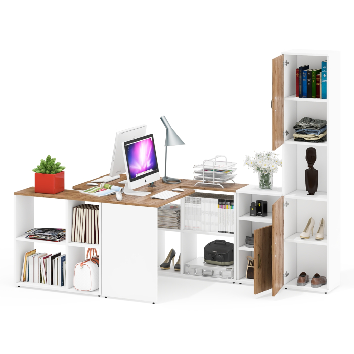 Домашние кабинеты, Домашний офис Лидер-8 для двоих человек из столов, пенала и тумбы.