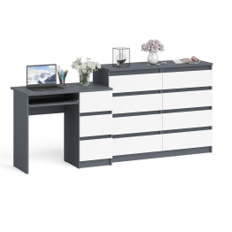 Комод Мори МК1200 8-мь ящиков со столом компьютерным МС-6 правым