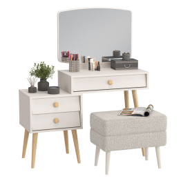 Женское трюмо для спальни Афина и банкетка на ножках Тифани