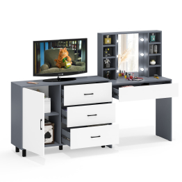 Туалетный столик с подсветкой 115 и комод с дверкой и 3-мя ящиками 122-1204