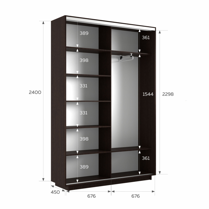 Шкафы-купе 2-х дверные, Шкаф-купе Экспресс 2-х дверный Фотопечать Ленты Стекла 140х45х240