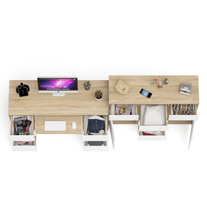 Компьютерные столы, Двухтумбовый стол компьютерный МС-2 с ящиками и тумба-комод МК1200.4 Мори