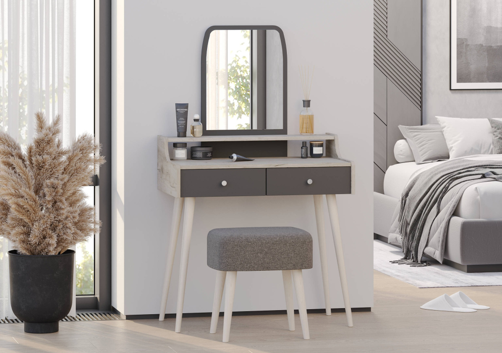 С зеркалом, Трюмо с зеркалом и ящиками на ножках 4-25916