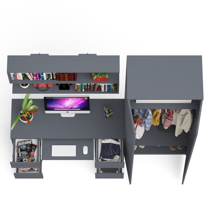 Домашние кабинеты, Платяной шкаф две двери Мори МШ800.1 с компьютерным столом и полкой навесной