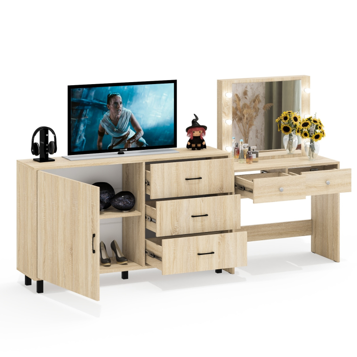 Туалетные столики, Косметический столик с лампочками СТ-5 и комод-тумба 122-1504