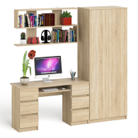 Домашние кабинеты, Платяной шкаф две двери Мори МШ800.1 с компьютерным столом и полкой навесной