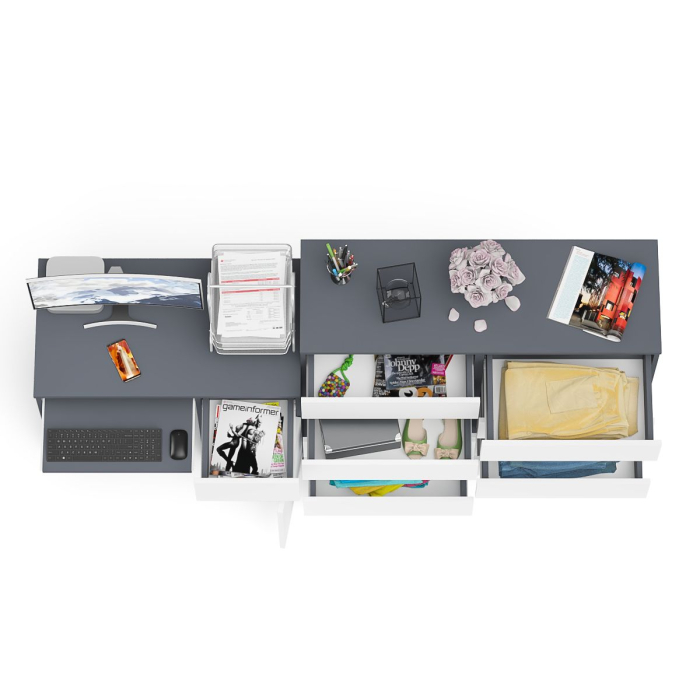 Компьютерные столы, Комод 8-мь ящиков Мори МК1200 и правый компьютерный стол Мори МС-1