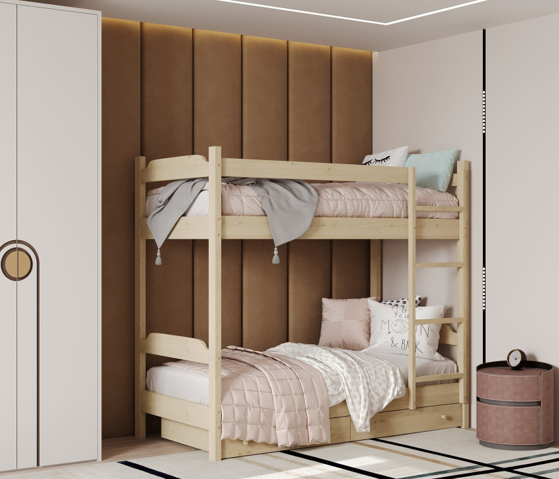 Кровати, Кровать двухъярусная Антошка 90*200, массив сосны