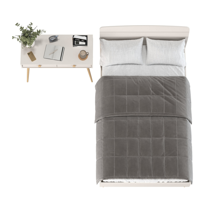 Спальные гарнитуры, Стол на ножках с ящиками и кровать Афина 1200