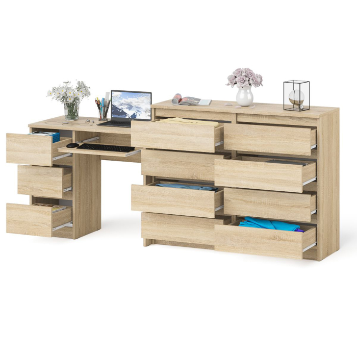 Домашние кабинеты, Комод Мори 1200-8 и стол компьютерный МС-6 3 ящика слева