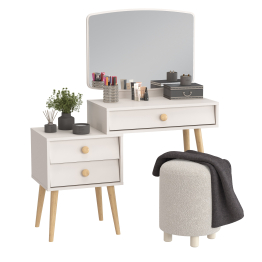 Пуфик мягкий Марта и туалетный стол в спальню Афина