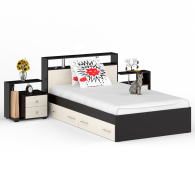 Спальные гарнитуры, Кровать с ящиками Камелия 1200 с двумя прикроватными тумбами