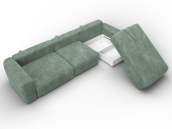 Диван угловой Лига-066 НПБ Лонг угол правый, велюр BRUT
