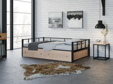 Кровати 120 см, Односпальная кровать Арга 120 ящики дуб молочный