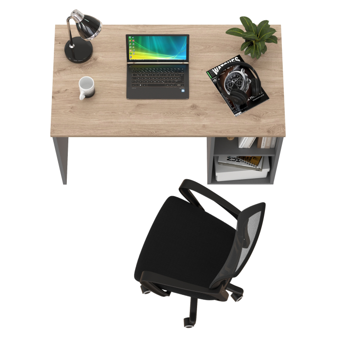 Прямые компьютерные столы, Стол письменный Лайт 12.163 и кресло-сетка 103 черное