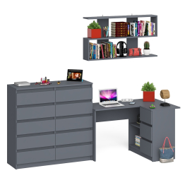 Набор мебели из углового компьютерного стола Мори МС-16 правого с книжной полкой и комода МК1200.10