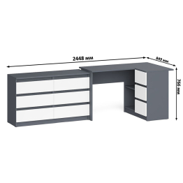 Комод Мори 1200 6 ящиков и компьютерный угловой стол МС-16 правый
