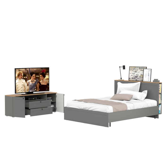 Спальные гарнитуры, Тумба под ТВ Остин и двуспальная кровать Остин 11.53