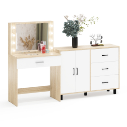 Столик туалетный с подсветкой СТ-4 и комод-тумба с ящиками 123-1204