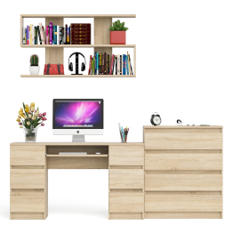 Стол письменный Мори МС-2 с комодом МК800 4 ящика и полкой 1200