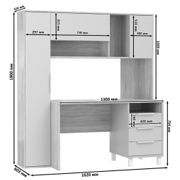 Домашний офис Моби Комфорт 12.95N и кресло 103 серое