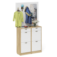 Прихожие, Две тумбы для обуви с ящиками с вешалкой и зеркалом П-6 № 05 МДФ фрезеровка ромб