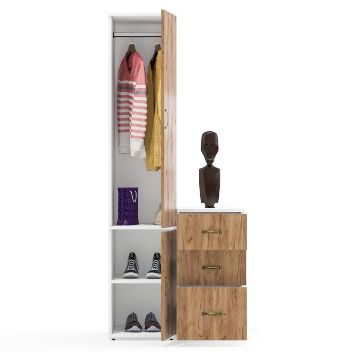 Домашние кабинеты, Тумба с тремя выдвижными ящиками и глубокий пенал с дверками Лидер-8