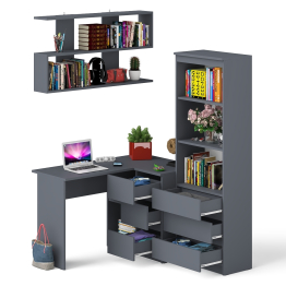 Рабочее место с угловым столом Мори МС-16 правым со стеллажом и полкой