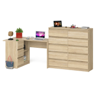 Компьютерные столы, Компьютерный стол угловой МС-16 с тумбой слева с высоким комодом 10-ть ящиков Мори