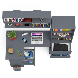 Уголок школьника Мори с угловым столом и полкой и стеллажом