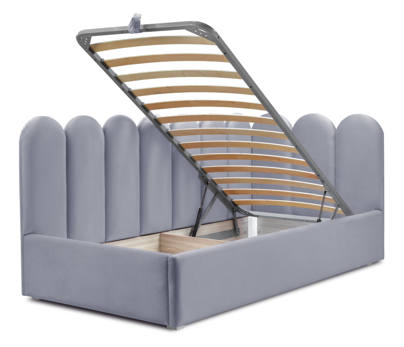 Мягкая кровать, Кровать с мягким изголовьем Мия 90 с подъемным механизмом, микровелюр