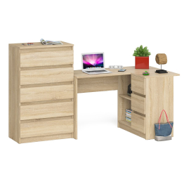 Высокий комод 700 пять ящиков и угловой компьютерный стол МС-16 правый серии Мори