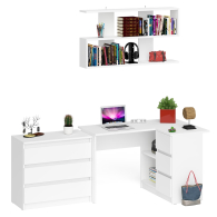 Домашние кабинеты, Стол компьютерный Мори МС-16 правый с навесной полкой и комодом МК800.1