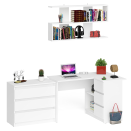 Стол компьютерный Мори МС-16 правый с навесной полкой и комодом МК800.1