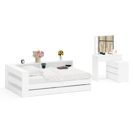 Туалетный столик для спальни с подсветкой 110 и Ксения кровать 1200 с ящиками и прикроватный блок