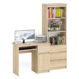 Компьютерный стол с ящиком и дверкой МС-1 правый со стеллажом с ящиками МСТ600 Мори