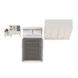 Спальня Афина Сп10 - 4-х дверный шкаф-комод с кроватью 1200 и трюмо с зеркалом