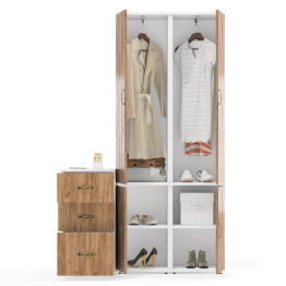 Два пенала для белья и одежды Лидер-8 и тумба на три выдвижных ящика