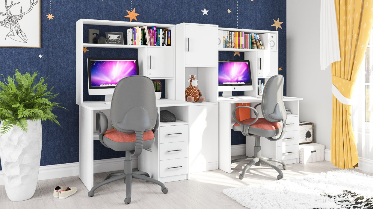 Домашние кабинеты, Стенка из компьютерных столов для двоих человек СК-9