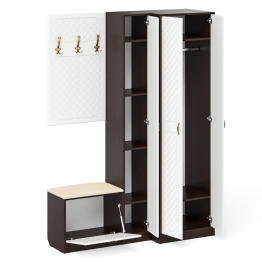 Пенал для прихожей с обувницей с вешалкой и шкаф П-6 № 27 МДФ фрезеровка ромб