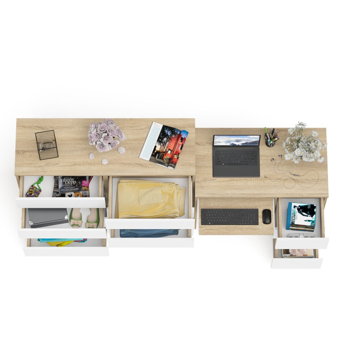 Компьютерные столы, Комод Мори МК1200 8-мь ящиков со столом компьютерным МС-6 правым