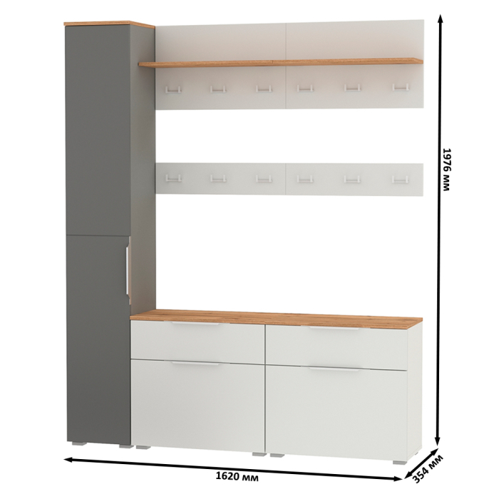 Прихожие, Мебель для узкой прихожей Октава № 52