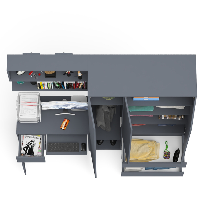 Домашние кабинеты, Широкий шкаф-комод Мори МШ1200.1 с письменным столом МС-1 левый и полкой на 900