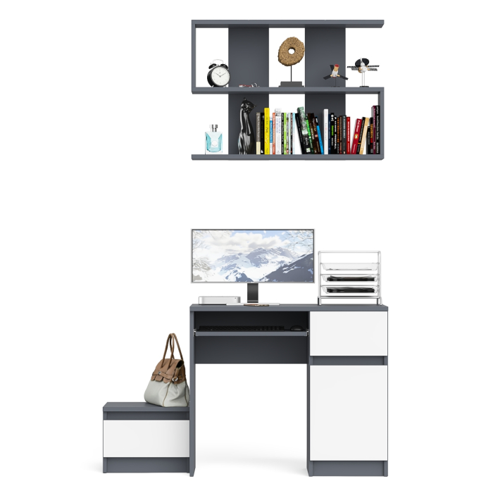 Прямые компьютерные столы, Стол компьютерный МС-1 правый с тумбой 400 и полкой Мори