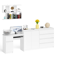 Прямые компьютерные столы, Стол компьютерный дверка и выдвижной ящик слева с комодом МК1600.1 и полкой Мори 900