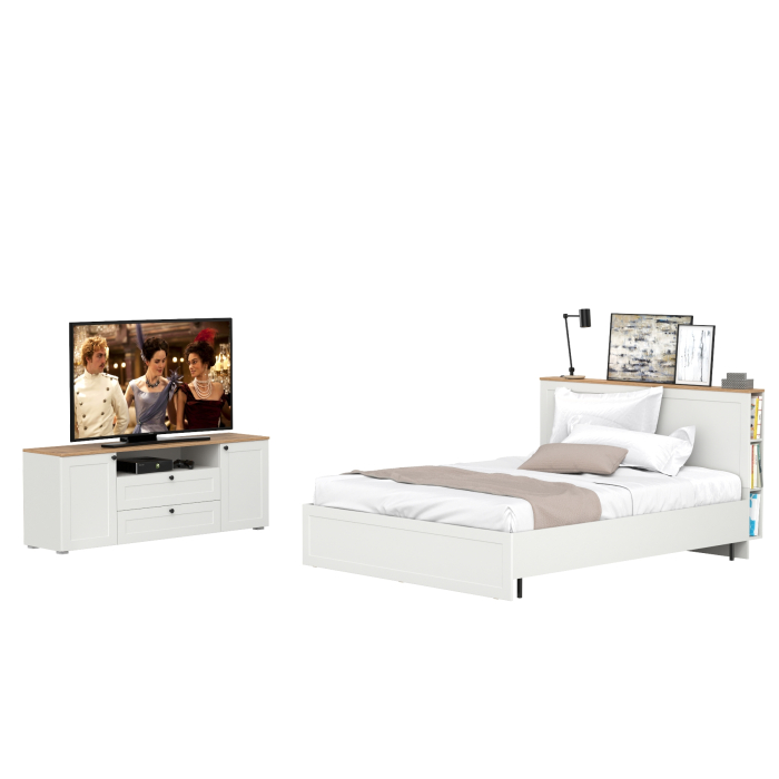 Спальные гарнитуры, Тумба под ТВ Остин и двуспальная кровать Остин 11.53