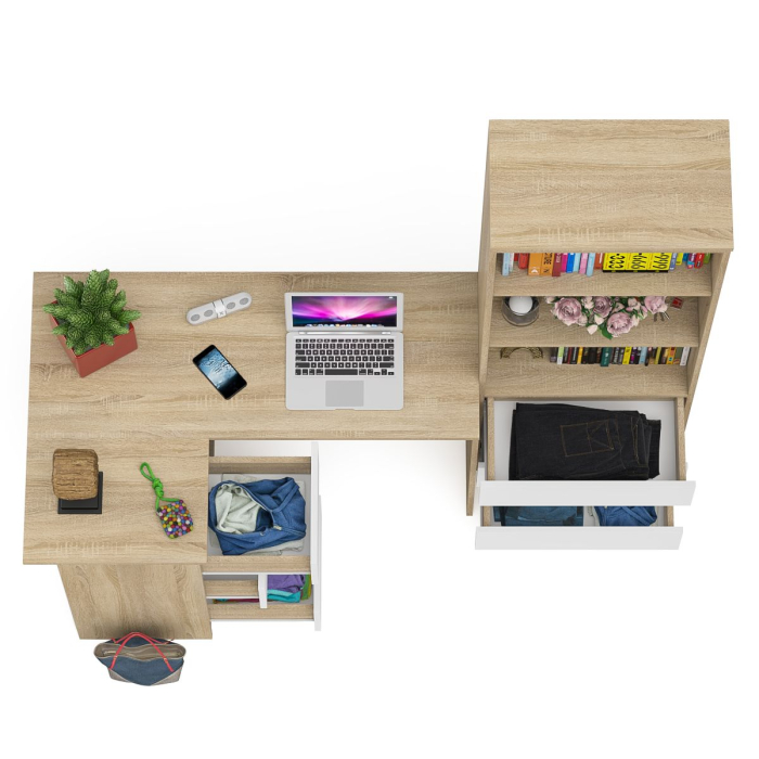 Домашние кабинеты, Стеллаж-комод Мори МСТ600 3 ящика и стол угловой компьютерный МС-16 левый