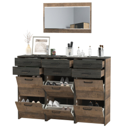 Три высоких обувницы с двумя ящиками каждая и зеркало Трувор