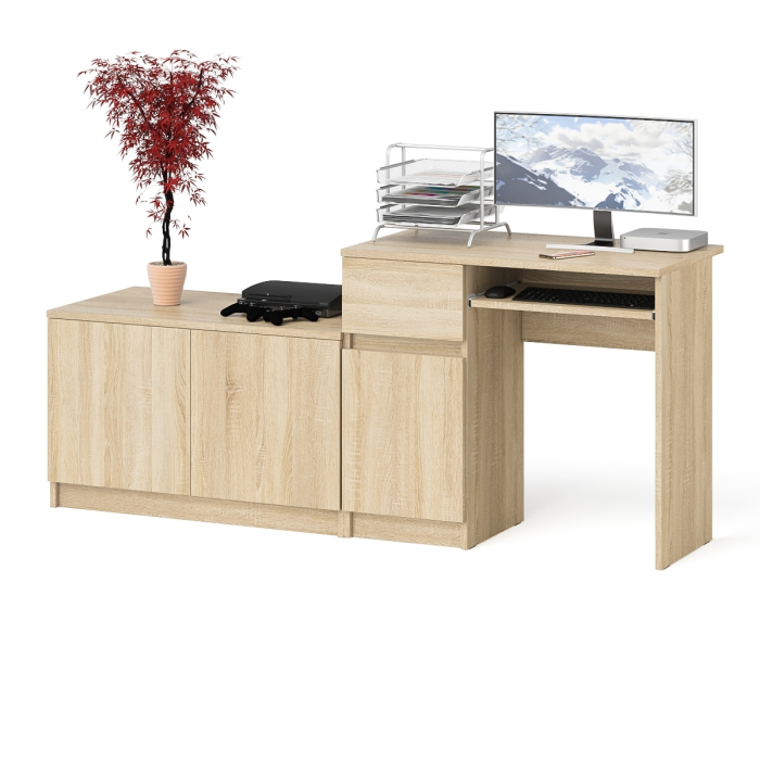 Прямые компьютерные столы, Компьютерный стол ящик и дверка Мори МС-1 левый с широкой тумбой 900