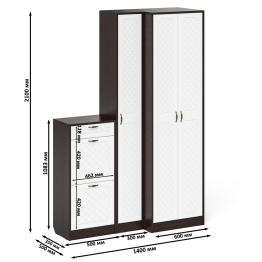 Обувница П-6 две секции с пеналом и шкафом № 28 МДФ фрезеровка ромб